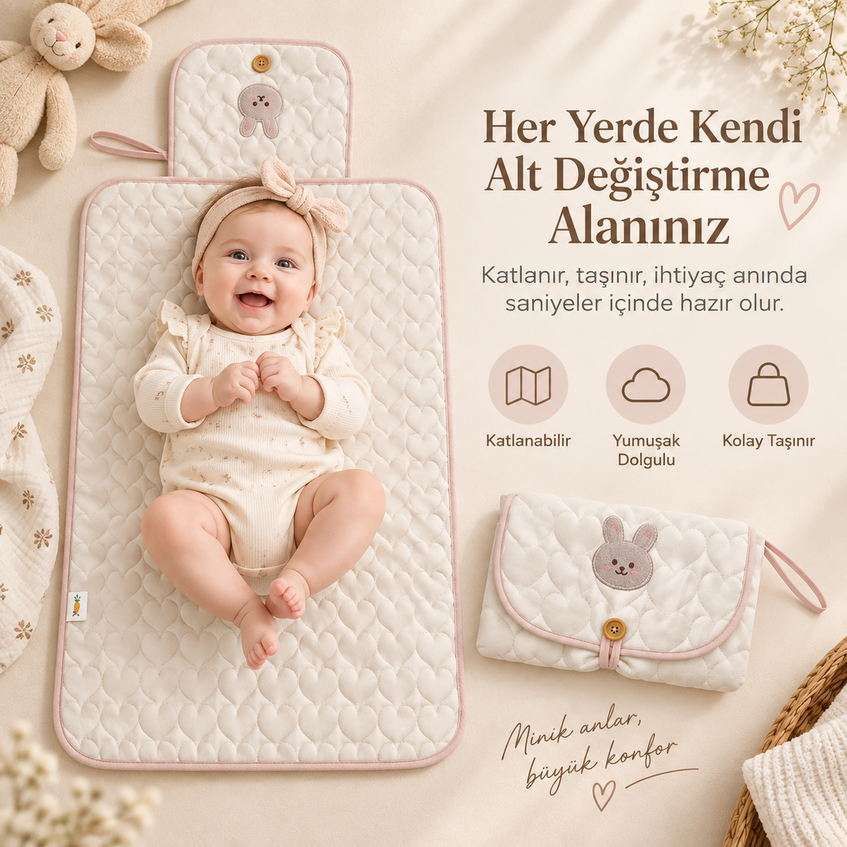 Loveli CareNest™ – Bebek Alt Değiştirme Matı